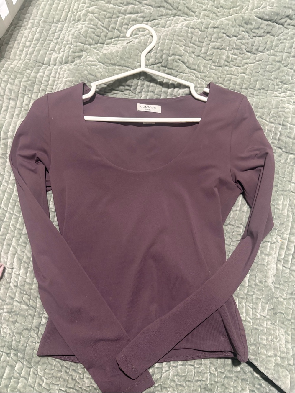 Aritzia Contour Long-Sleeve Scoop Neck Top in Plum